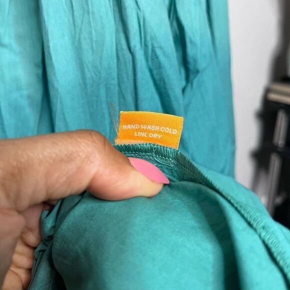 NEW Oliphant Dress Ombré Blue Green Puff Sleeve Maxi Dress Size S‎ - Picture 9 of 9